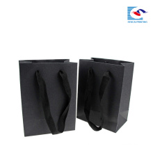 free sample oem black kraft paper bags with ribbon handles